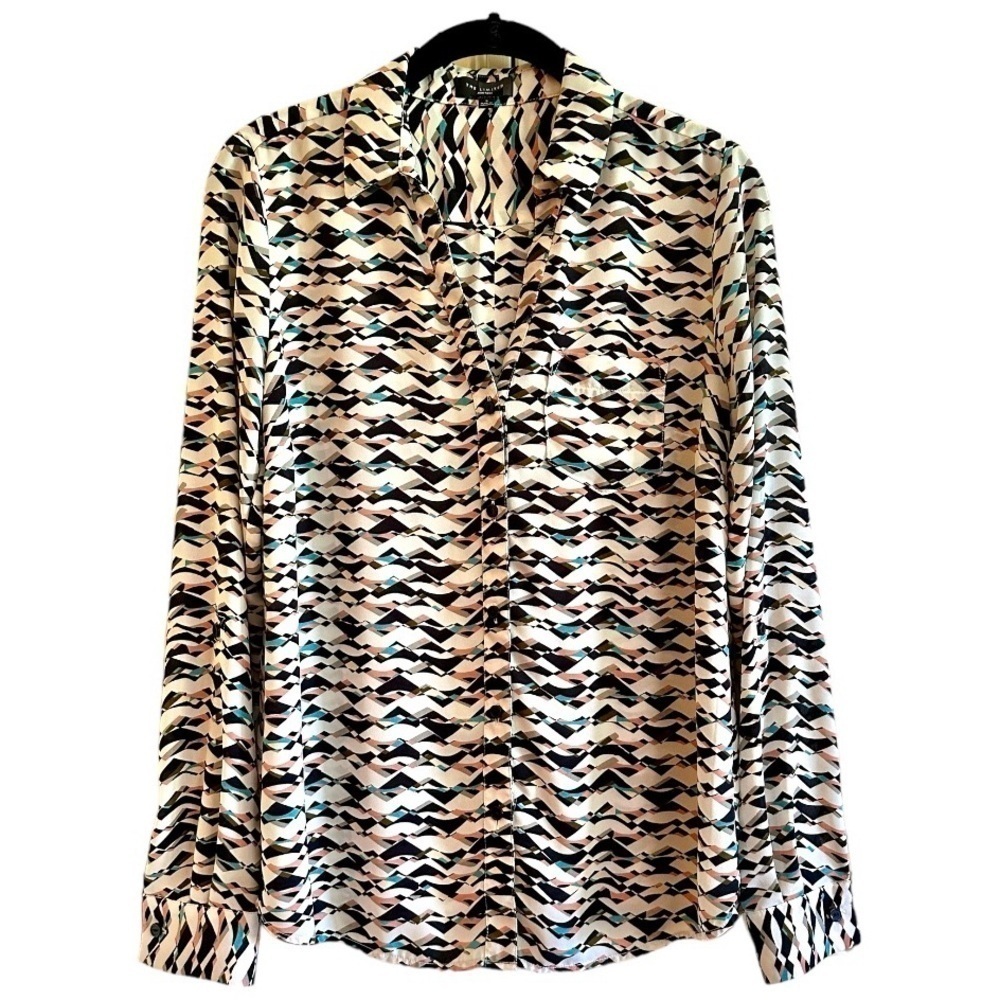THE LIMITED, ASHTON, WOMENS GEOMETRIC PRINT SHIRT. SIZE S